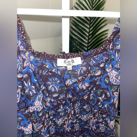 SEA NEW YORK Navy Pink Noah Smocked Long Sleeve Midi Dress Size‎ 2 - Picture 5 of 7